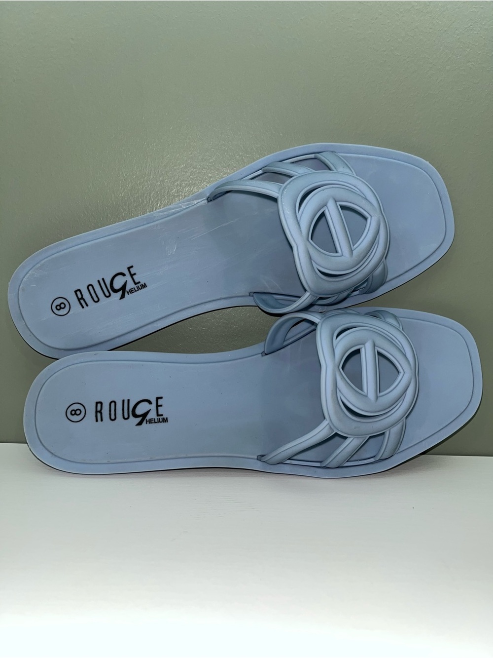 Rouge Helium Blue Logo Slide Sandals Size 8 Fits Like Women’s 7